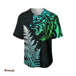 Lion Maori Baseball Jersey Shirt Aotearoa mix Silver Fern Version Blue