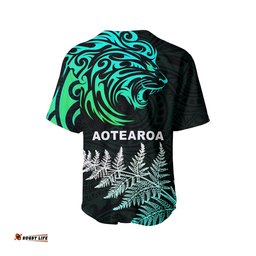 Lion Maori Baseball Jersey Shirt Aotearoa mix Silver Fern Version Blue