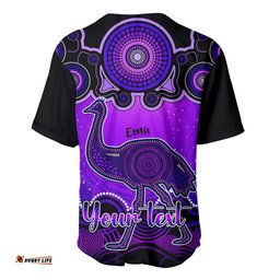 Personalised Australia Aquarius Emu Zodiac Baseball Jersey Shirt Auz Astrology Aboriginal Purple