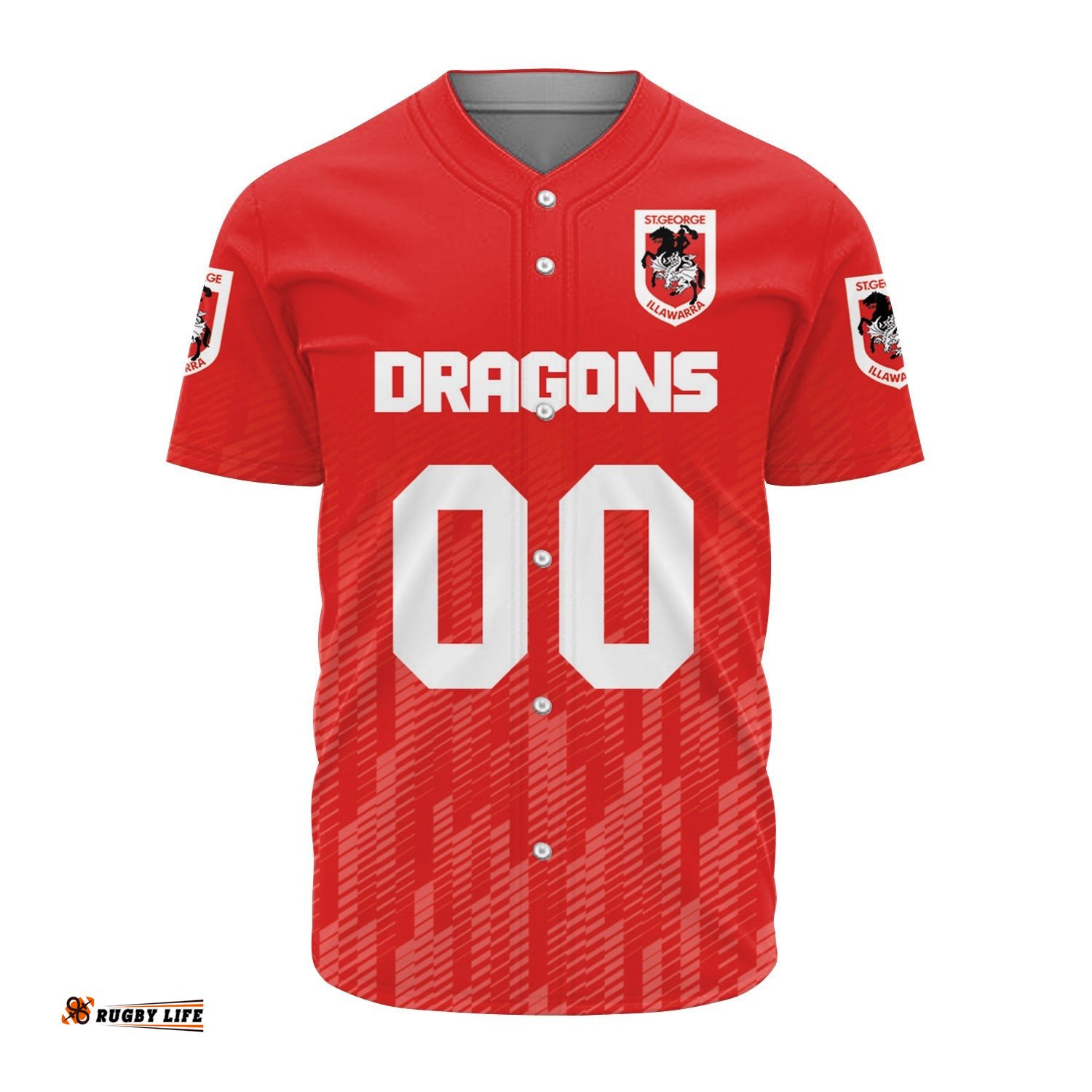 St. George Illawarra Dragons Baseball Jersey Shirt Logo Sport Ombre NRL