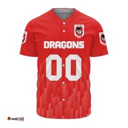 St. George Illawarra Dragons Baseball Jersey Shirt Logo Sport Ombre NRL