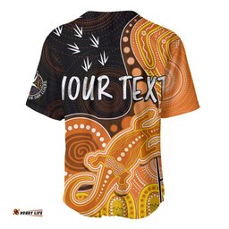 Personalised NAIDOC Week AFL Giants Baseball Jersey Shirt Aboriginal Dot Art Lizard Mix Boomerang