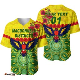 Custom Personalised MacDonnell Districts ANZAC Baseball Jersey Shirt Indigenous Vibes