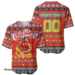 Personalized Suns Football Xmas Baseball Jersey Shirt Australia AFL Mascot