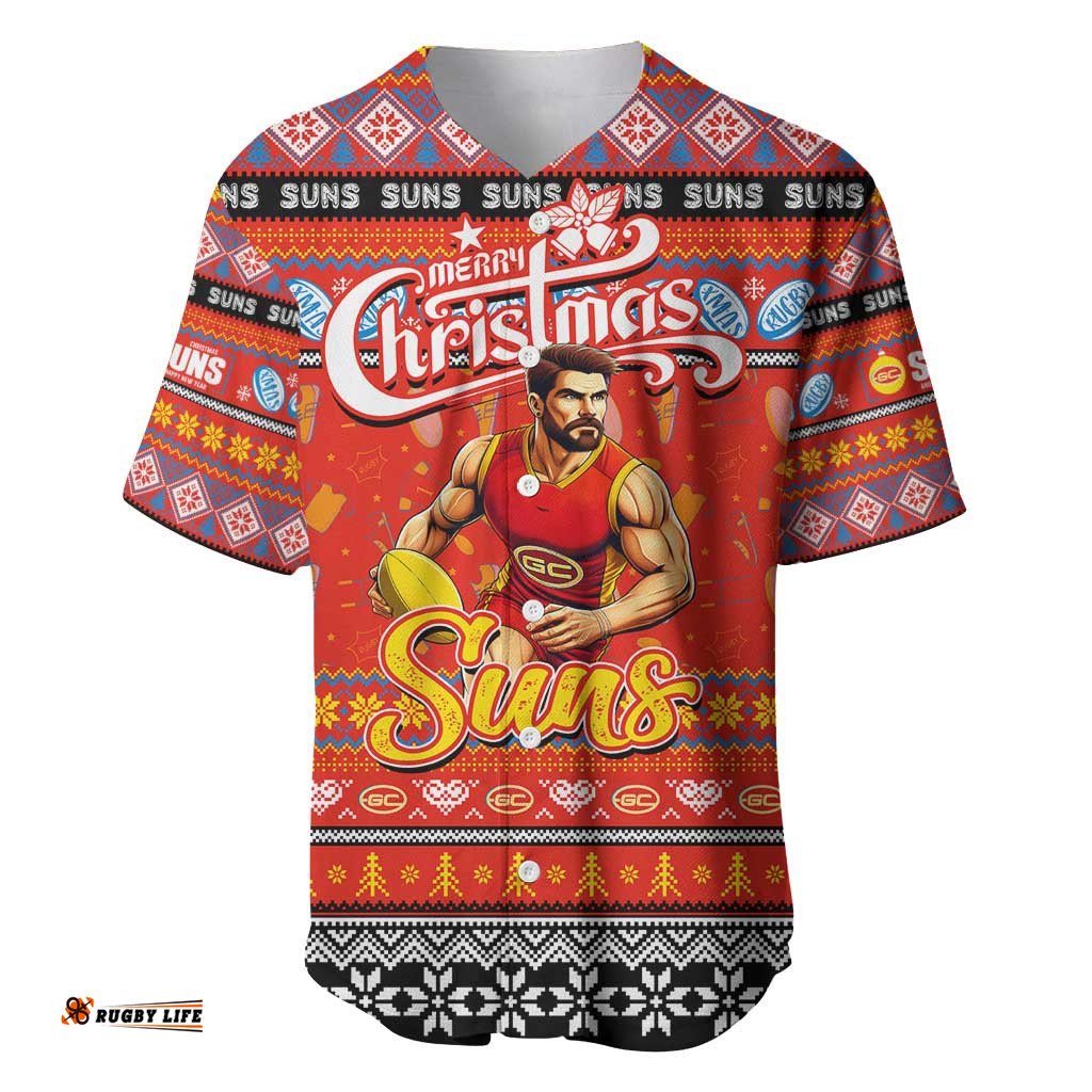 Personalized Suns Football Xmas Baseball Jersey Shirt Australia AFL Mascot