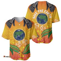 Australia Earth Day Indigenous Baseball Jersey Shirt Save The Earth