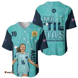 Australia Soccer Baseball Jersey Shirt Raso Matildas Turquoise Version