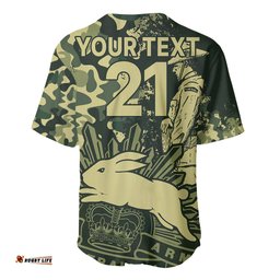 Custom Text And Number NRL ANZAC Rabbitohs Baseball Jersey Shirt Camouflage 02