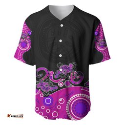 Australia Aboriginal Baseball Jersey Shirt Lizard Pink
