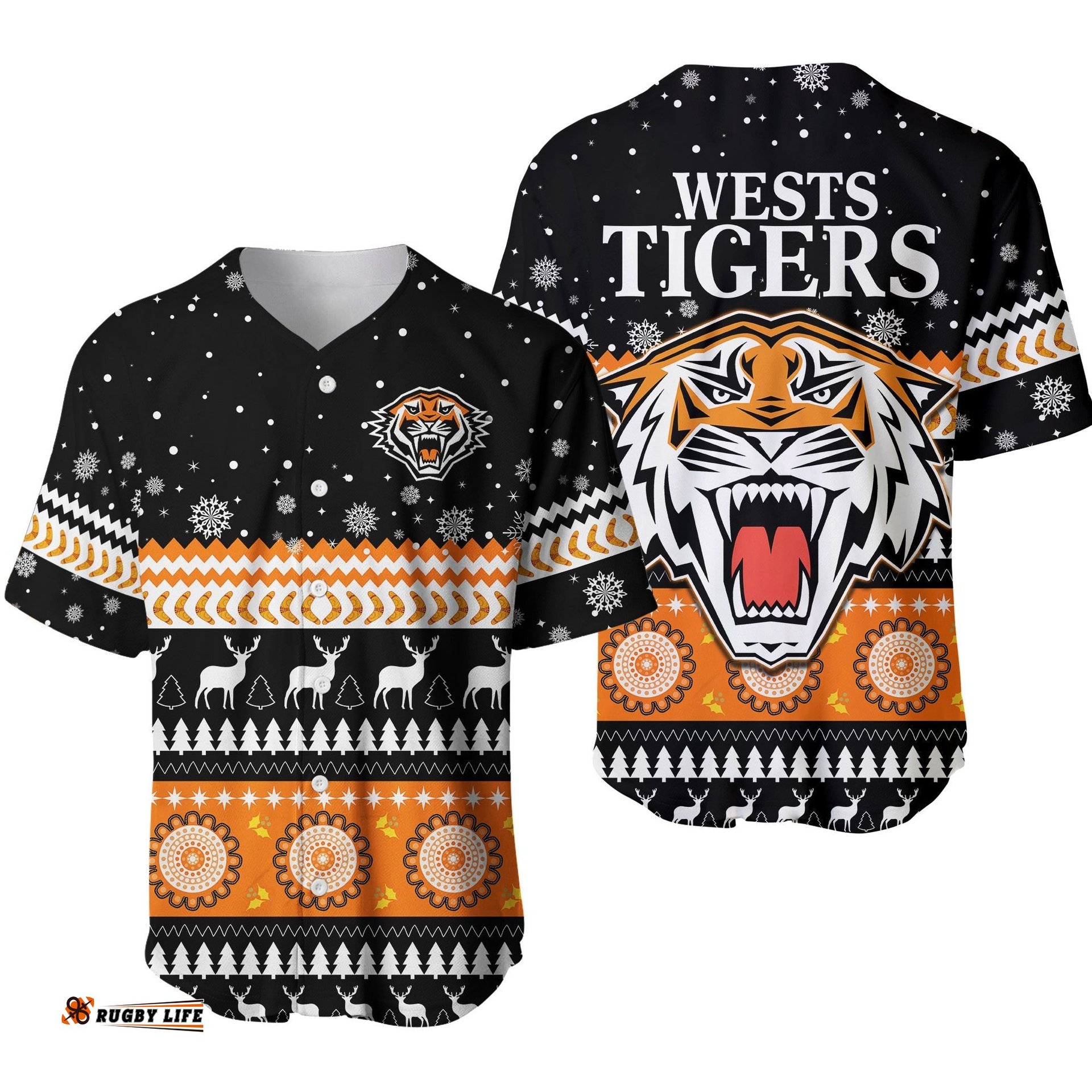Wests Tigers Baseball Jersey Shirt Merry Christmas Energy