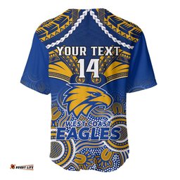 Personalised West Coast Football Baseball Jersey Shirt Eagles Aboriginal Mix Polynesian Pattern