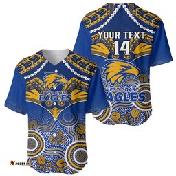 Personalised West Coast Football Baseball Jersey Shirt Eagles Aboriginal Mix Polynesian Pattern