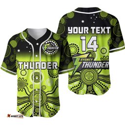 Custom Text And Number Thunder Baseball Jersey Shirt Sydney Gradient Aboriginal Art Ver.02