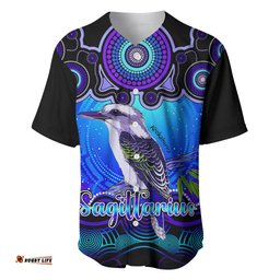 Personalised Australia Sagittarius Kookaburra Zodiac Baseball Jersey Shirt Auz Astrology Aboriginal Blue