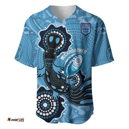 Custom NSW Blues Rugby Baseball Jersey Shirt 2024 Platypus Mix Aboriginal Art