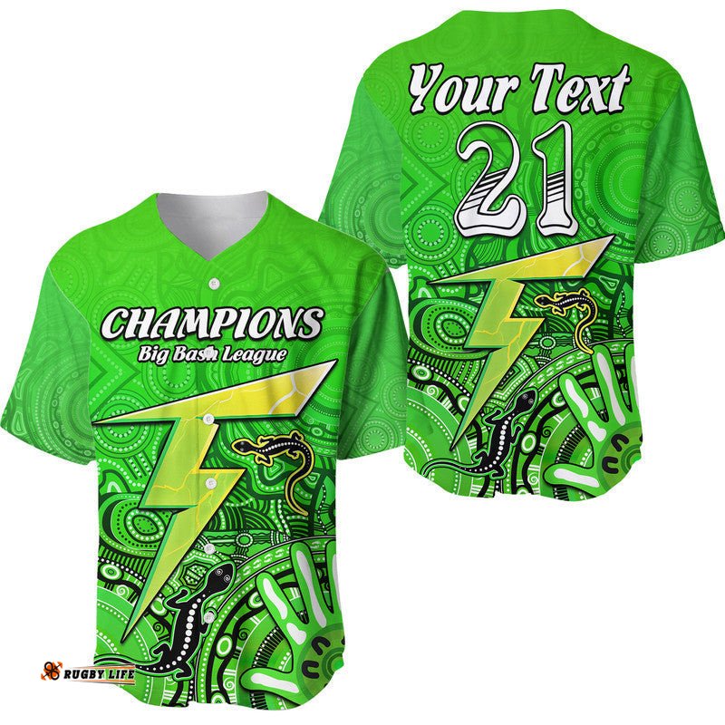 Custom Personalised Sydney Thunder Cricket Champions Baseball Jersey Shirt Lizard Indigenous Aboriginal