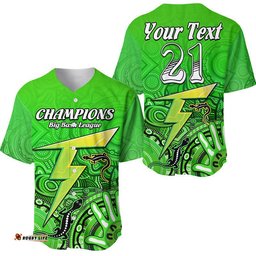 Custom Personalised Sydney Thunder Cricket Champions Baseball Jersey Shirt Lizard Indigenous Aboriginal