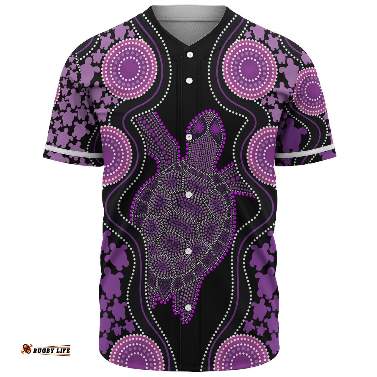 Australia Baseball Shirt - Aboriginal Art Purple Turtle Inspired