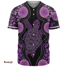 Australia Baseball Shirt - Aboriginal Art Purple Turtle Inspired