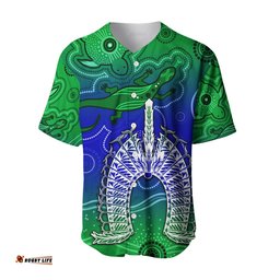Custom Personalised Torres Strait Islands Baseball Jersey Shirt Aboriginal Art Lizard Symbol Peace