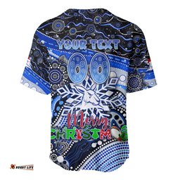 Merry Christmas AFL Kangaroos Baseball Jersey Shirt Aboriginal Santa Football Mascot
