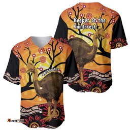 Keeper Of The Rainforest Cassowary Baseball Jersey Shirt Aboriginal Art