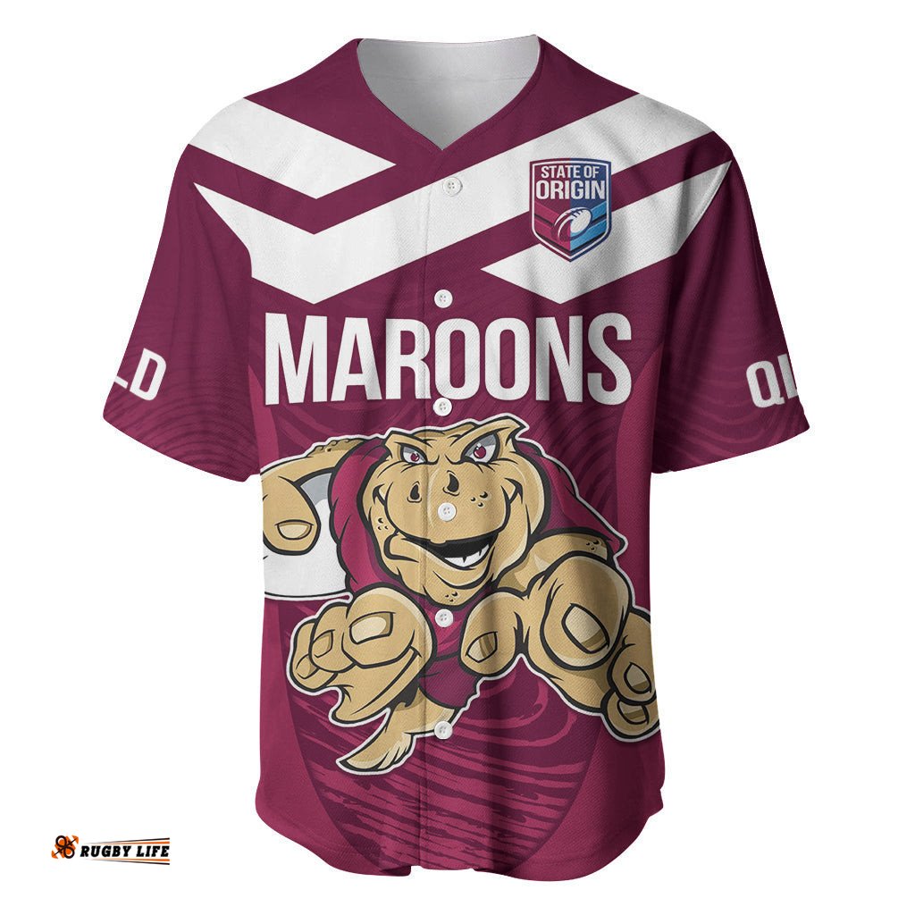 Custom Queensland Rugby Baseball Jersey Shirt Maroons Cane Toad Origin Sporty