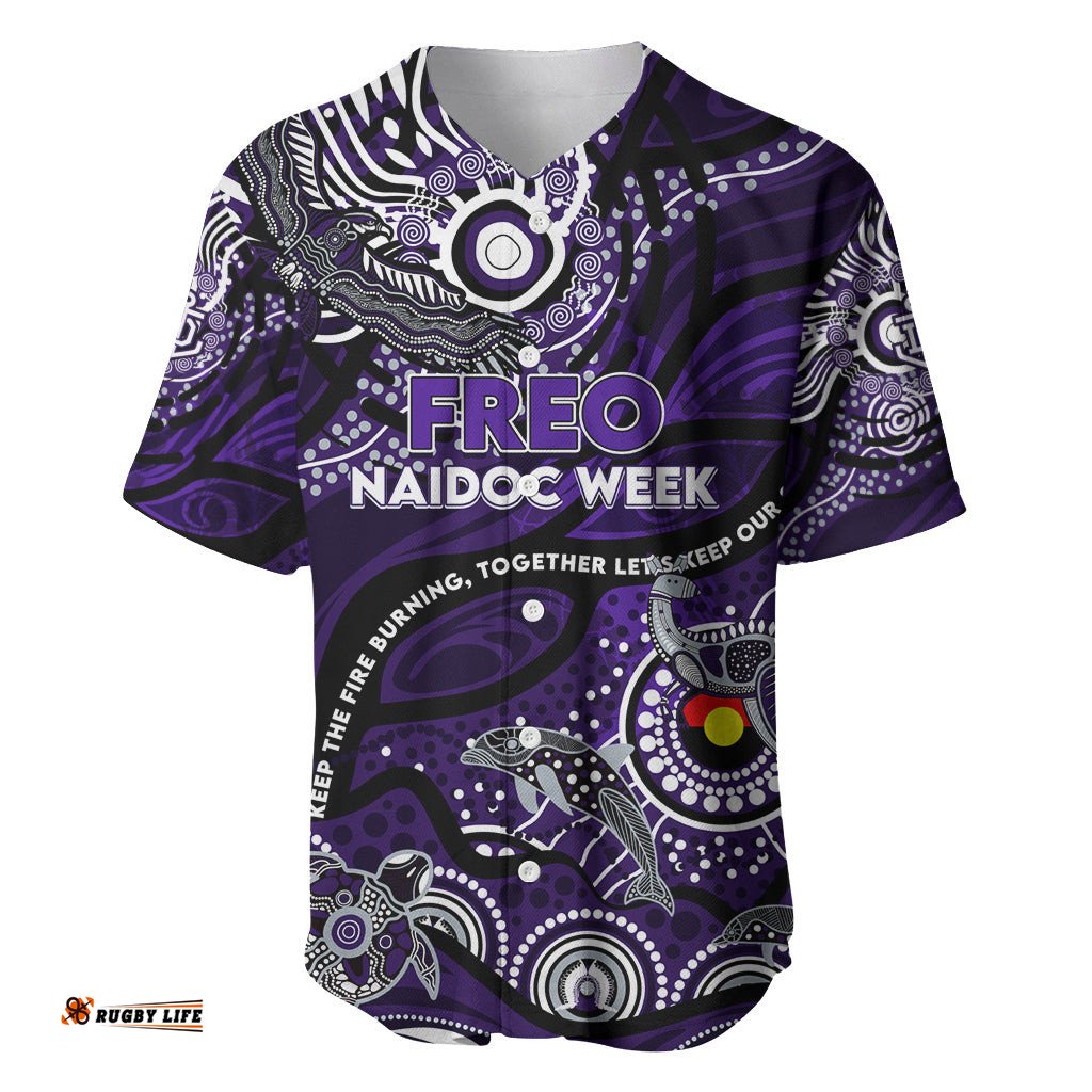 Custom NAIDOC Week 2024 Freo Baseball Jersey Shirt Aboriginal Animals Keep The Fire Burning