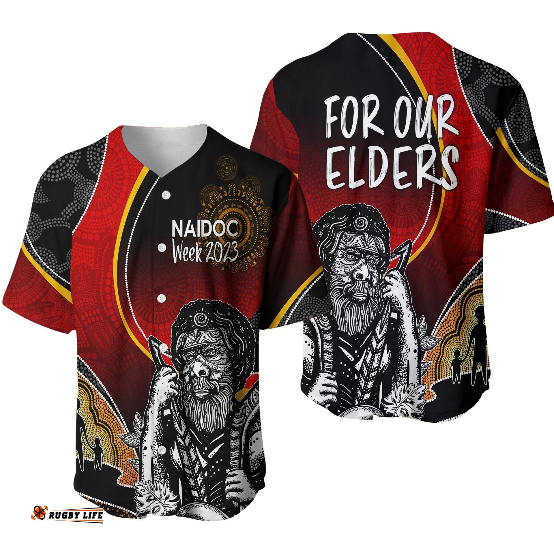 NAIDOC Week Baseball Jersey Shirt Aboriginal Art For Our Elders