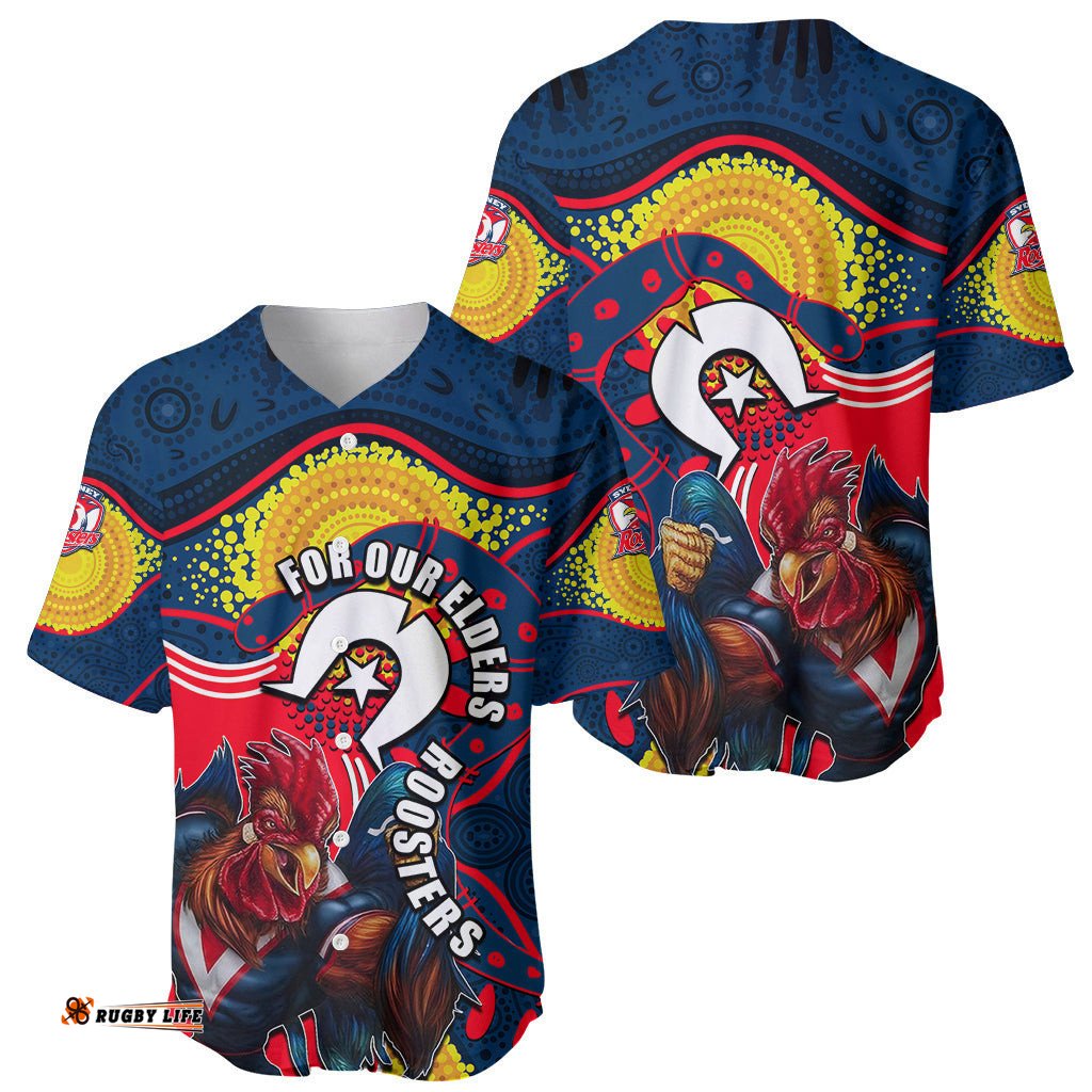 Roosters Mascot NRL Baseball Jersey Shirt NAIDOC