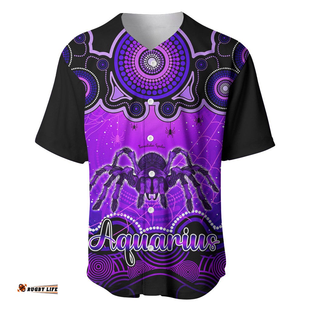 Personalised Australia Scorpio Tarantulas Spider Zodiac Baseball Jersey Shirt Auz Astrology Aboriginal Purple