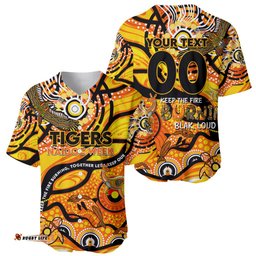 Custom NAIDOC Week 2024 Tiger Baseball Jersey Shirt Aboriginal Animals Keep The Fire Burning