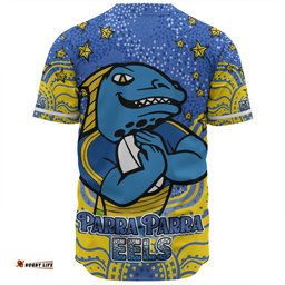 Parramatta Eels Custom Baseball Shirt - Custom With Aboriginal Inspired Style Of Dot Painting Patterns  Baseball Shirt