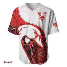 Custom Text And Number Swans Football Baseball Jersey Shirt Go Swannies Indigenous Art 06