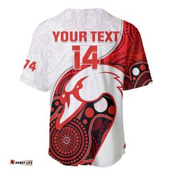 Custom Text And Number Swans Football Baseball Jersey Shirt Go Swannies Indigenous Art 06