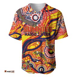 Custom NAIDOC Week 2024 Sunnies Baseball Jersey Shirt Aboriginal Animals Keep The Fire Burning