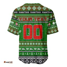 Personalized Rabbitohs Rugby Xmas Baseball Jersey Shirt Australia NRL Mascot