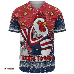 Sydney Roosters Custom Baseball Shirt - Custom With Aboriginal Inspired Style Of Dot Painting Patterns  Baseball Shirt