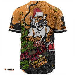 Wests Tigers Christmas Custom Baseball Shirt - Let's Get Lit Chrisse Pressie Baseball Shirt