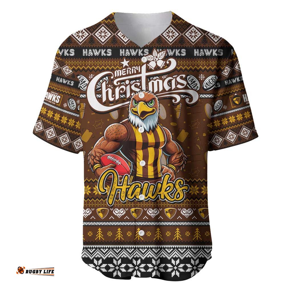 Personalized Hawks Football Xmas Baseball Jersey Shirt Australia AFL Mascot
