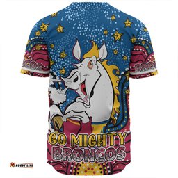 Brisbane Broncos Custom Baseball Shirt - Custom With Aboriginal Inspired Style Of Dot Painting Patterns  Baseball Shirt