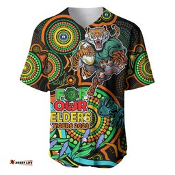 Custom Tigers Rugby Aboriginal Art Baseball Jersey Shirt NAIDOC Indigenous Tribal