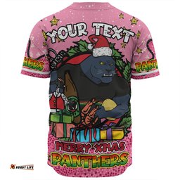 Penrith Panthers Christmas Custom Baseball Shirt - Merry Christmas Our Beloved Team With Aboriginal Dot Art Pattern V2 Baseball Shirt