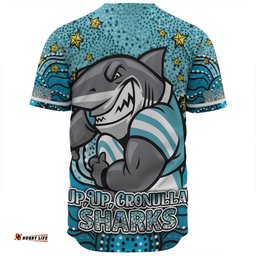 Cronulla-Sutherland Sharks Custom Baseball Shirt - Custom With Aboriginal Inspired Style Of Dot Painting Patterns  Baseball Shirt