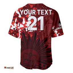 Custom Text And Number NRL ANZAC St Dragons Baseball Jersey Shirt Camouflage