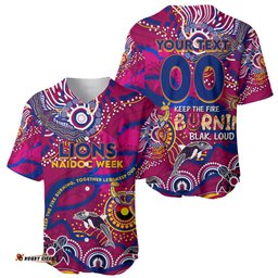 Custom NAIDOC Week 2024 Lions Baseball Jersey Shirt Aboriginal Animals Keep The Fire Burning