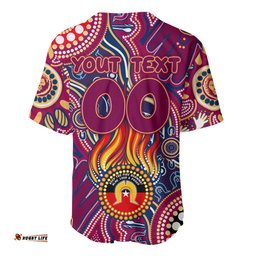 Personalised NAIDOC Week 2024 Brisbane Lions Baseball Jersey Shirt Australian Aboriginal Hand Painting