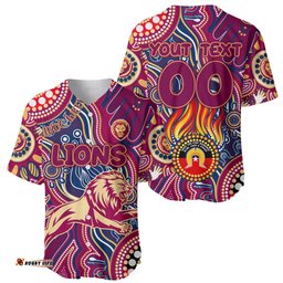 Personalised NAIDOC Week 2024 Brisbane Lions Baseball Jersey Shirt Australian Aboriginal Hand Painting