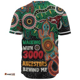 Australia Aboriginal Baseball Shirt - Walking with 3000 Ancestors Behind Me With Goanna Baseball Shirt