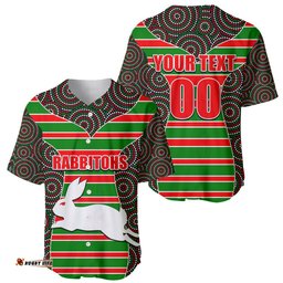 NRL Rabbitohs Baseball Jersey Shirt Mix Dot Aboriginal